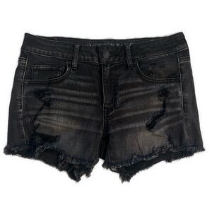 American Eagle Outfitters Black Distressed Women Shorts
